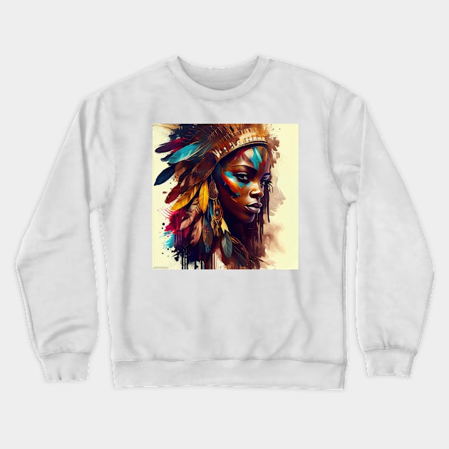 Powerful African Warrior Woman #5 Crewneck Sweatshirt by Chromatic Fusion Studio